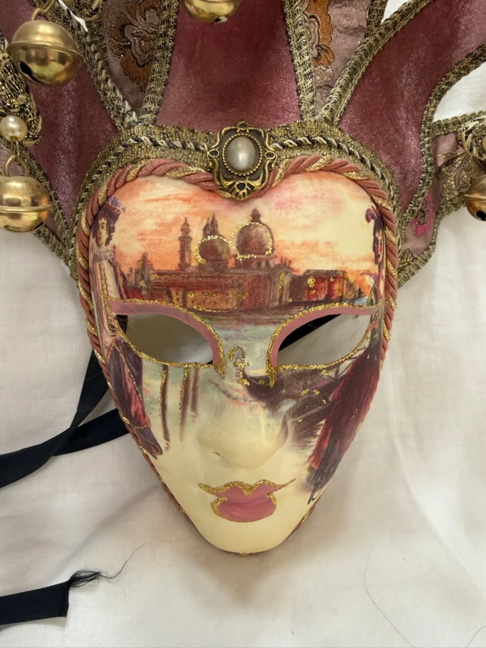 Handmade Venetian jester  Carnival Mask Italy vintage hand painted